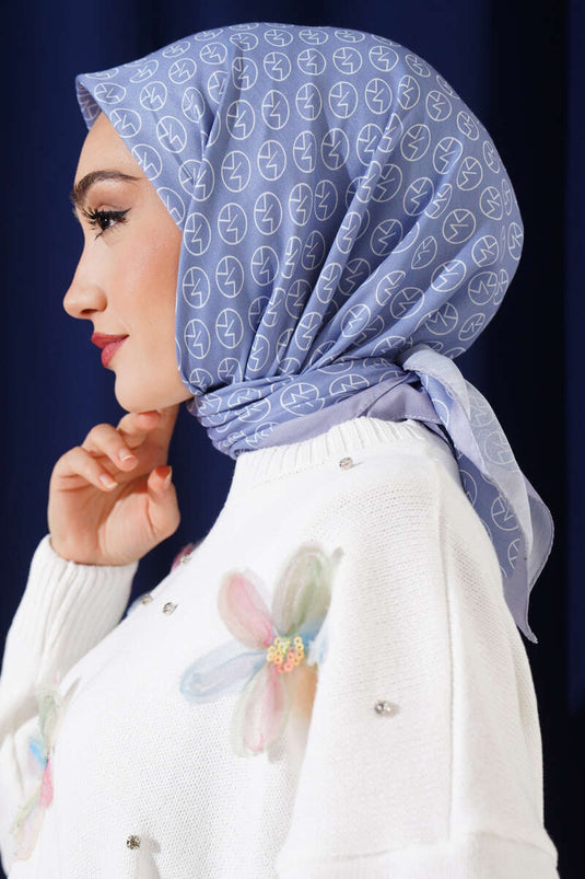 MK Pattern Soft Scarf Blue