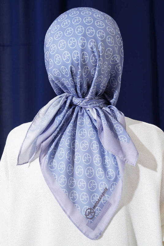 MK Pattern Soft Scarf Blue