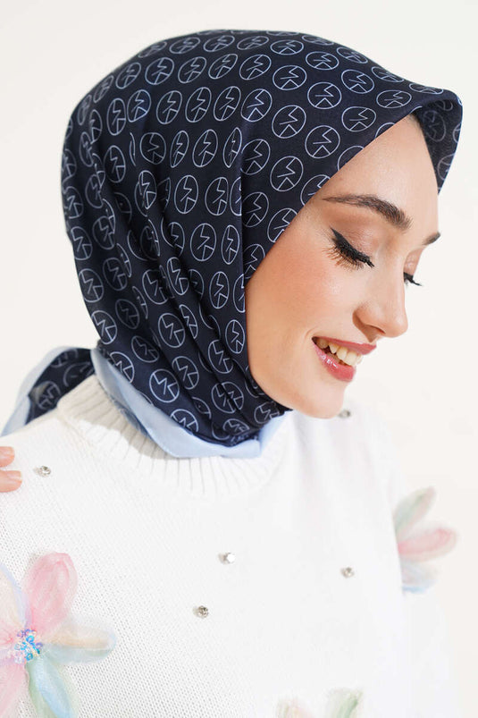 MK Desen Soft Eşarp Mavi Lacivert