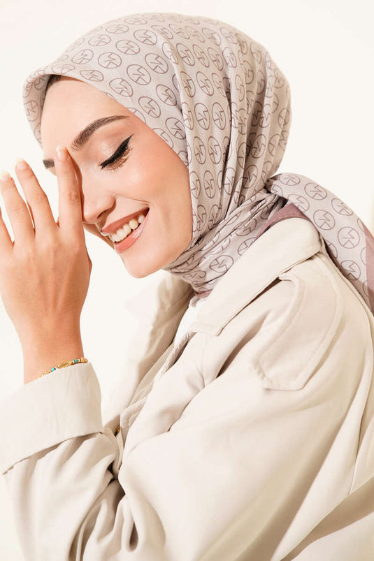 MK Pattern Soft Scarf Milk Coffee