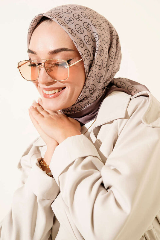 MK Pattern Soft Scarf Mink