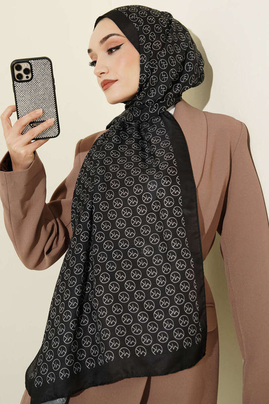 MK Desen Soft Şal Siyah