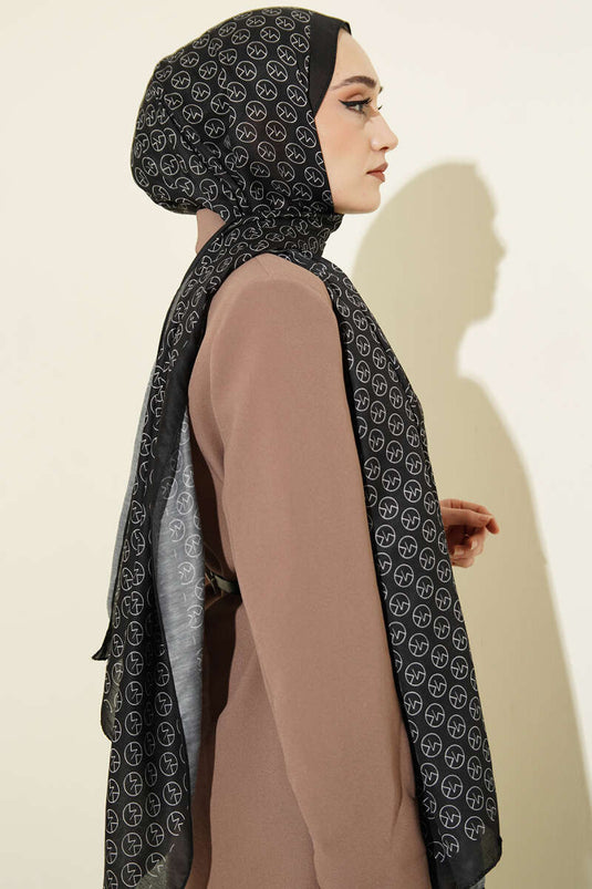 MK Desen Soft Şal Siyah