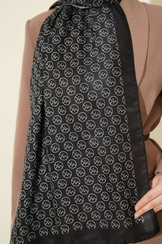 MK Desen Soft Şal Siyah