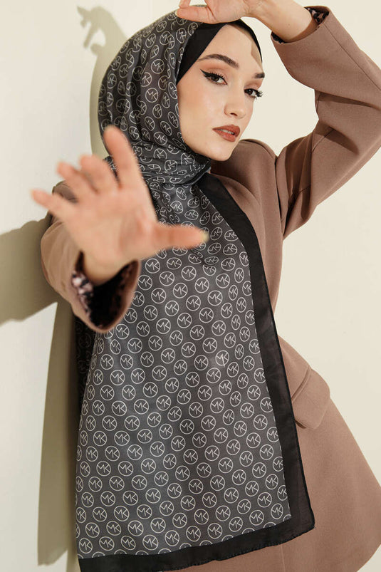 MK Desen Soft Şal Siyah Füme