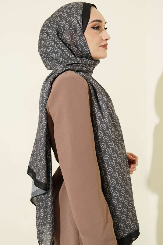 MK Desen Soft Şal Siyah Füme