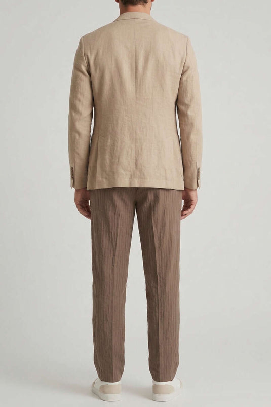 Modal Striped Loose Men's Pants Brown