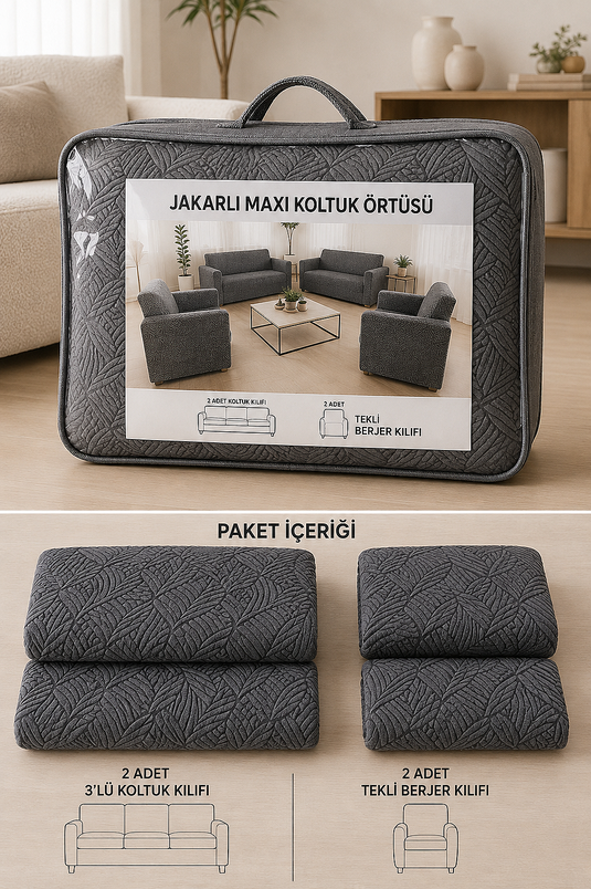 Moderne Fire-Deles Sofa Betræk Sæt Antracit