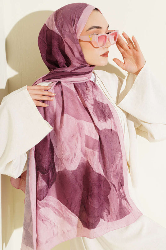 Sciarpa Burgundia in Bambù con Motivo Floreale Moderno