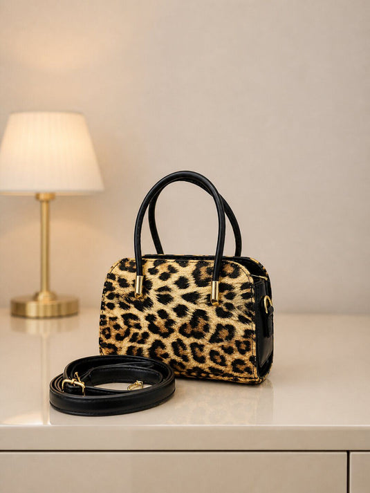 Modern Design Double Handle Hand & Arm Bag Leopard