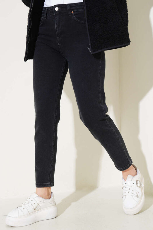 Pantalon Jean Droit Mom Friend Anthracite