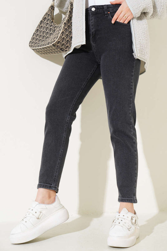 Mom Friend Straight Jeans Dark Gray