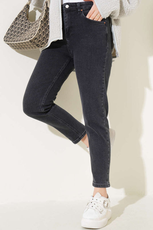 Mom Friend Straight Jeans Dark Gray