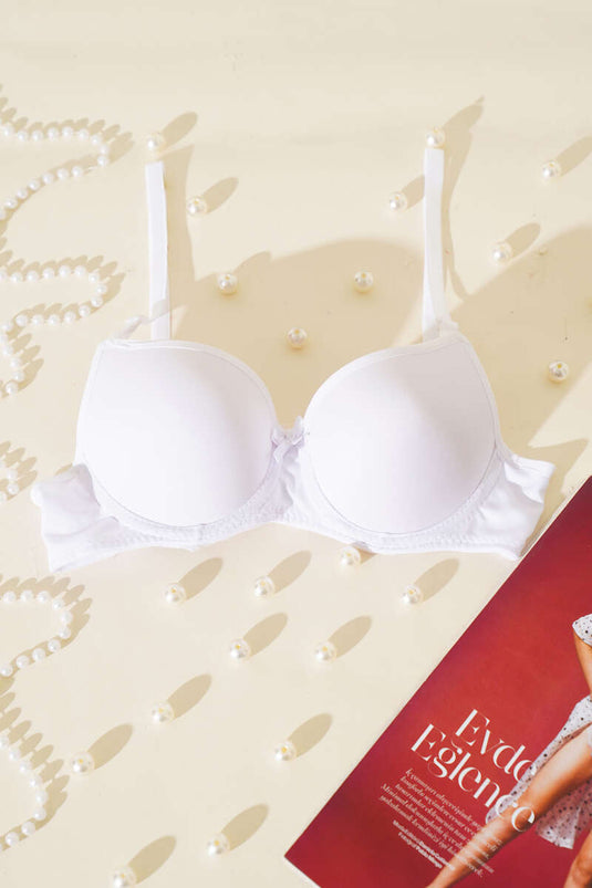 حمالة صدر مبطنة أحادية اللون باللون الأبيض