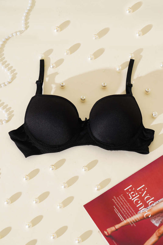 حمالة صدر مبطنة أحادية اللون باللون الأسود