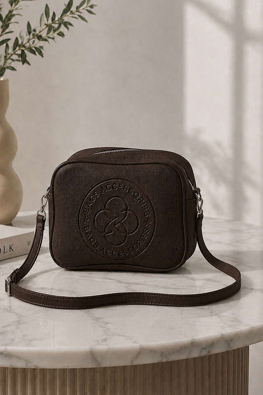Monogram Çapraz Askılı Çanta Acı Kahve