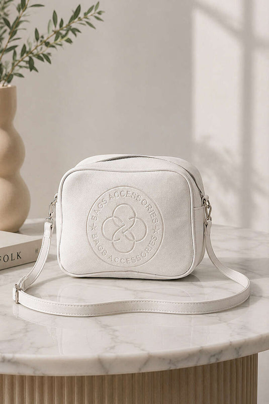 Monogram Çapraz Askılı Çanta Beyaz