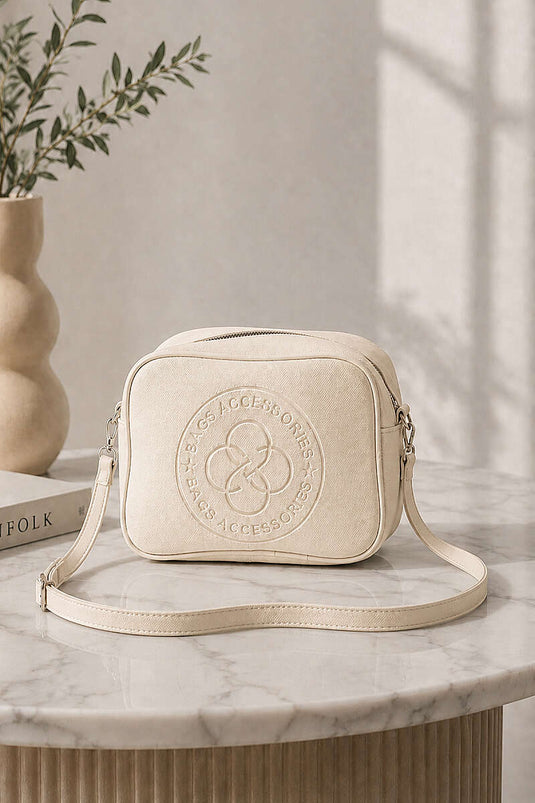 Monogram Çapraz Askılı Çanta Krem