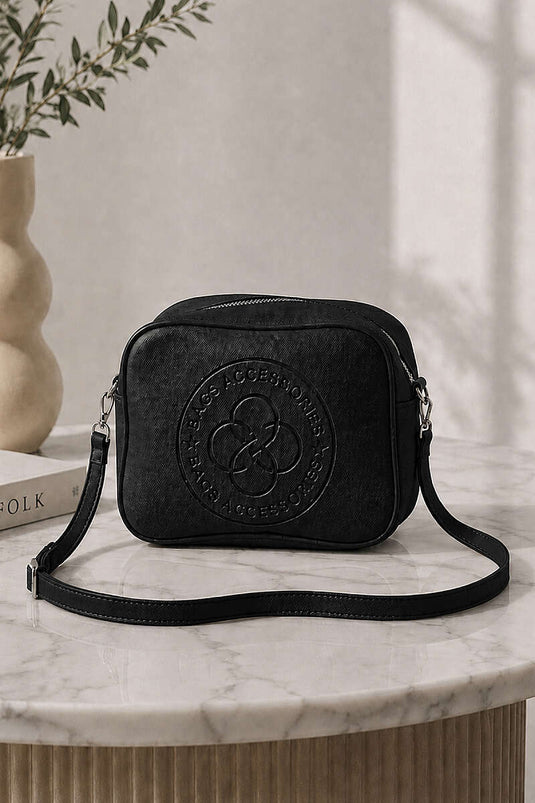 Monogram Çapraz Askılı Çanta Siyah