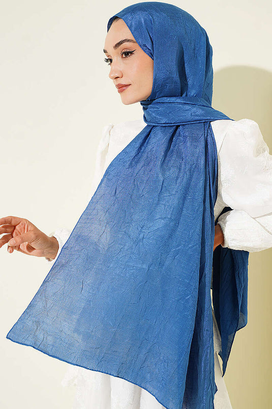 Indigo Monogrammiertes Schal Mit Muster