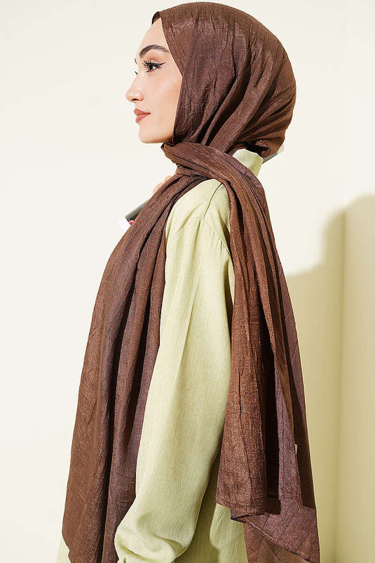 Monogram Patterned Shawl In Coffee Color