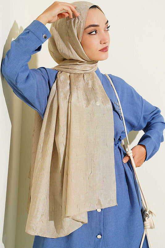 Monogram Patterned Shawl In Kum Beige