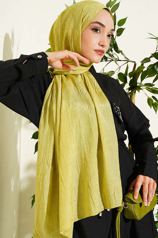 Écharpe Monogramme Brodée Vert Olive