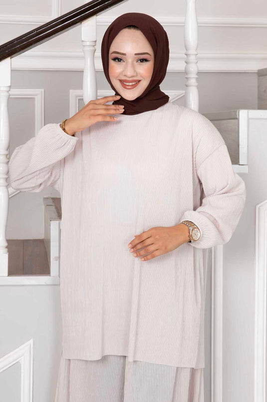 Girocollo Casual Hijab Doppio Set Pietra