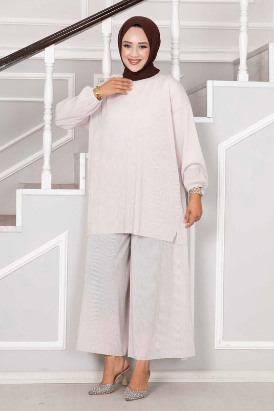 Girocollo Casual Hijab Doppio Set Pietra