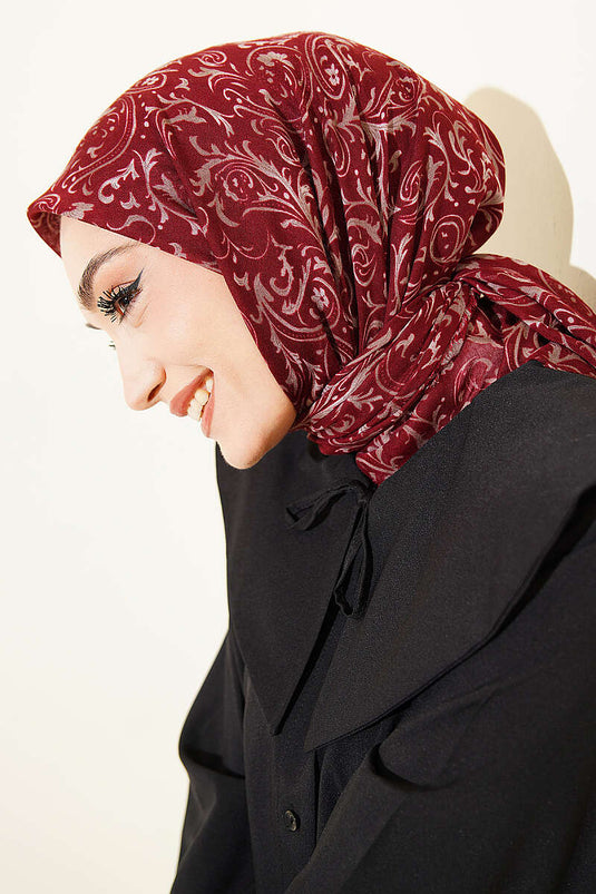 Foulard en coton Flamu à motif, bordeaux