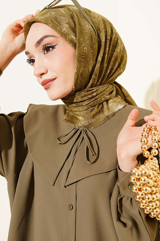 Motifli Flamu Cotton Eşarp Nefti