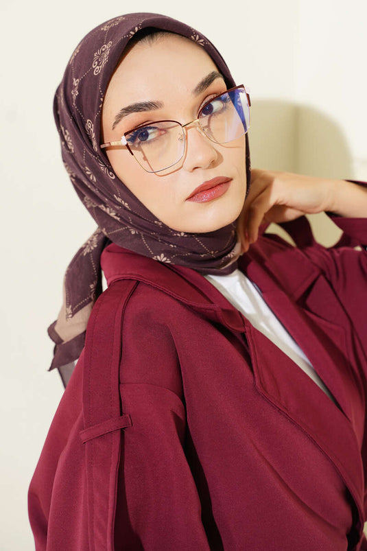 Gemusterter Modal-Schal, Pflaume