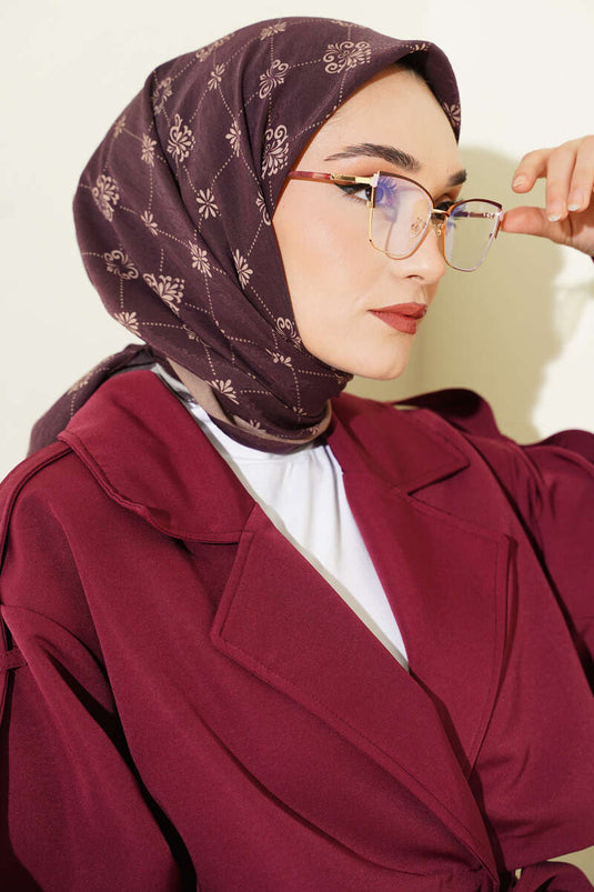 Gemusterter Modal-Schal, Pflaume