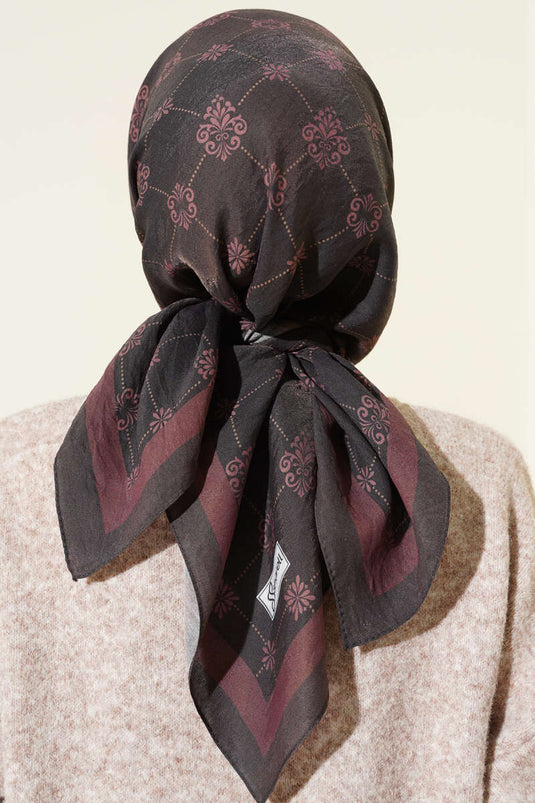 Gemusterter Modal-Schal Schwarz Burgunder
