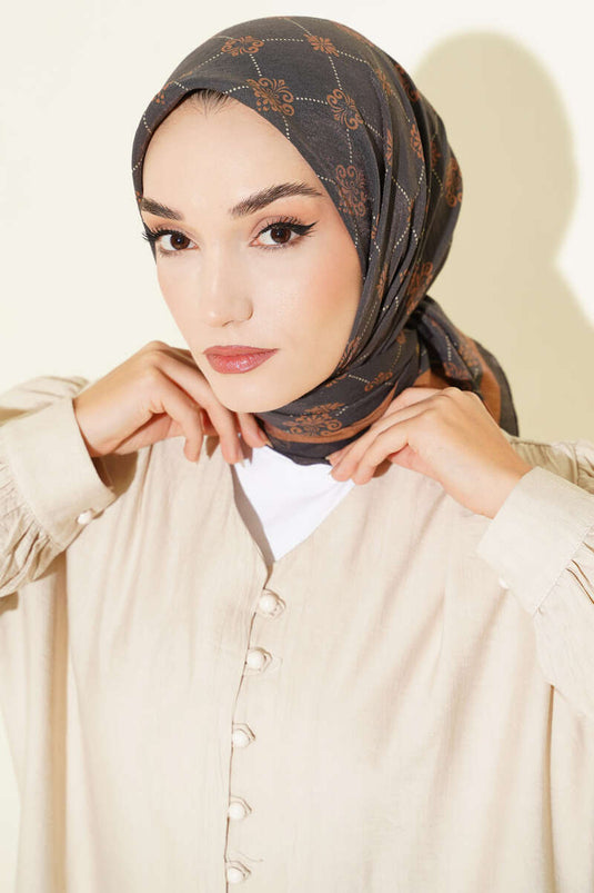 Gemusterter Modal-Schal, Schwarz und Braun