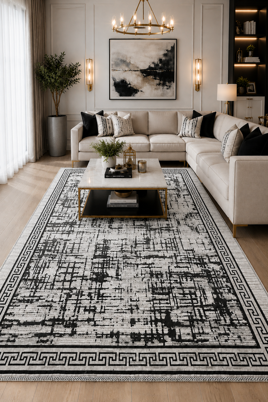 Mozaik Desen Kilim Siyah