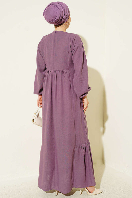 Robe Lilas Brodée À Poignets Élastiques