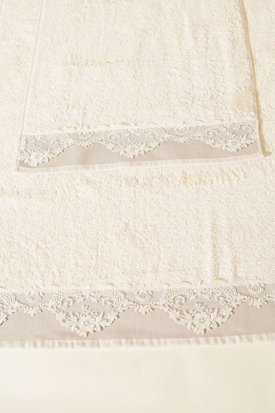 Embroidered Lace 2-Piece Bath and Hand Towel Set, Assorted 3