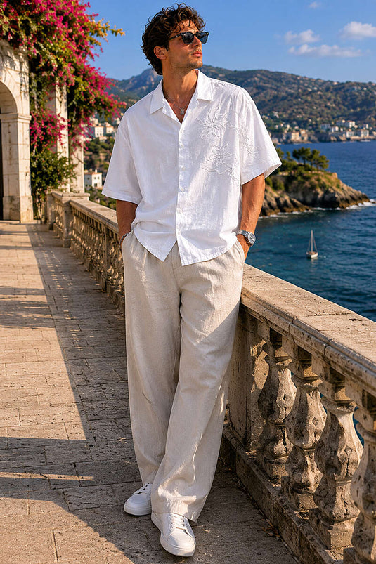 Chemise homme blanche avec broderie au dos et inscription