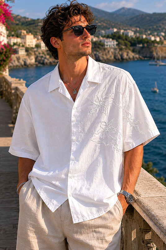 Chemise homme blanche avec broderie au dos et inscription