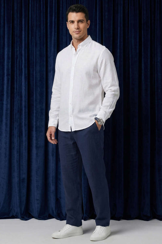 Chemise homme Tensel brodée blanche