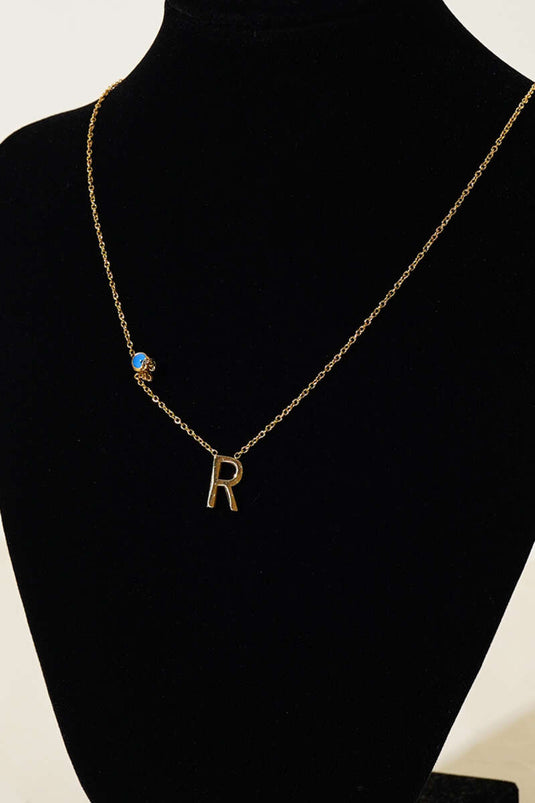 Boze oog kralen ketting met letters R