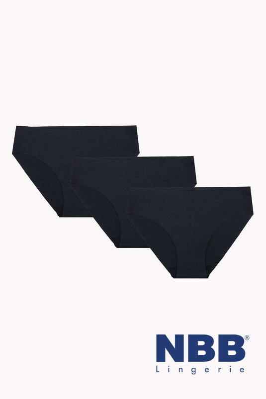 NBB 3-Pack Laser Cut Basic Panties Black