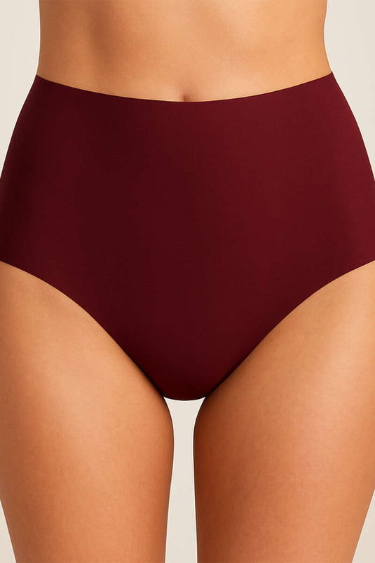 Lot de 3 culottes taille haute découpées au laser NBB, couleur bordeaux cappuccino