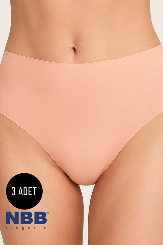 Lot de 3 culottes taille haute découpées au laser NBB, couleur bordeaux cappuccino