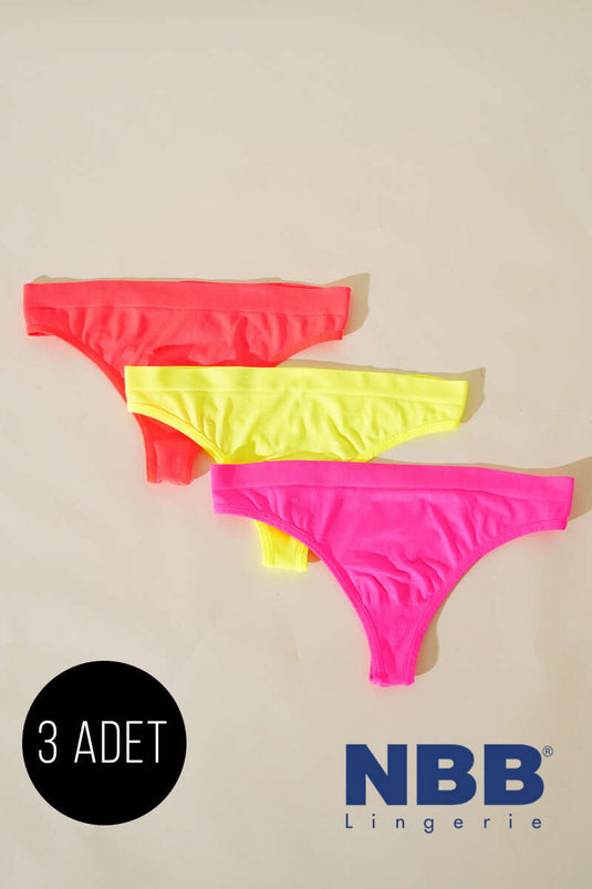 NBB Dikişsiz 3'lü String Külot Neon P.S.O