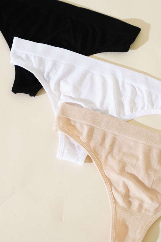 NBB Dikişsiz 3'lü String Külot Siyah Beyaz Ten