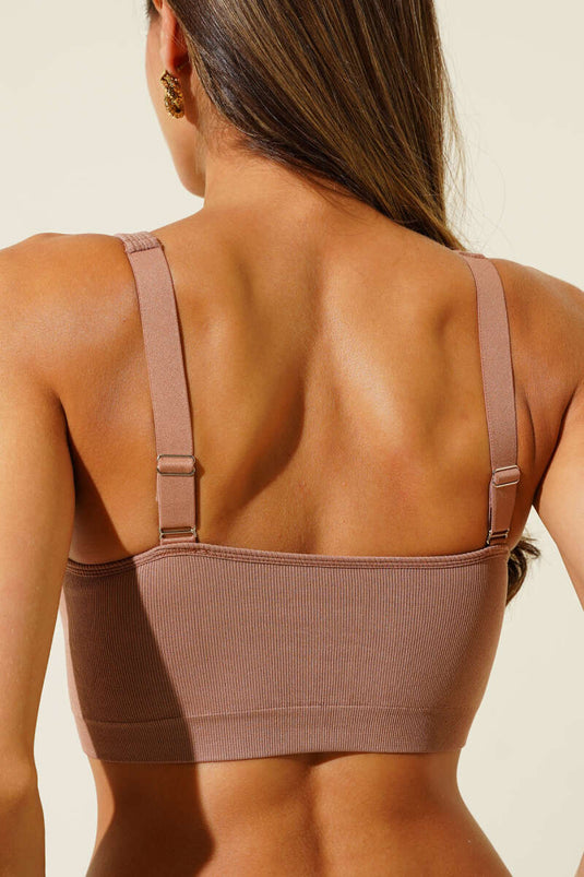 Soutien-gorge côtelé à col large NBB couleur vison