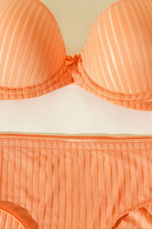 Ensemble soutien-gorge rembourré transparent rayé NBB rose