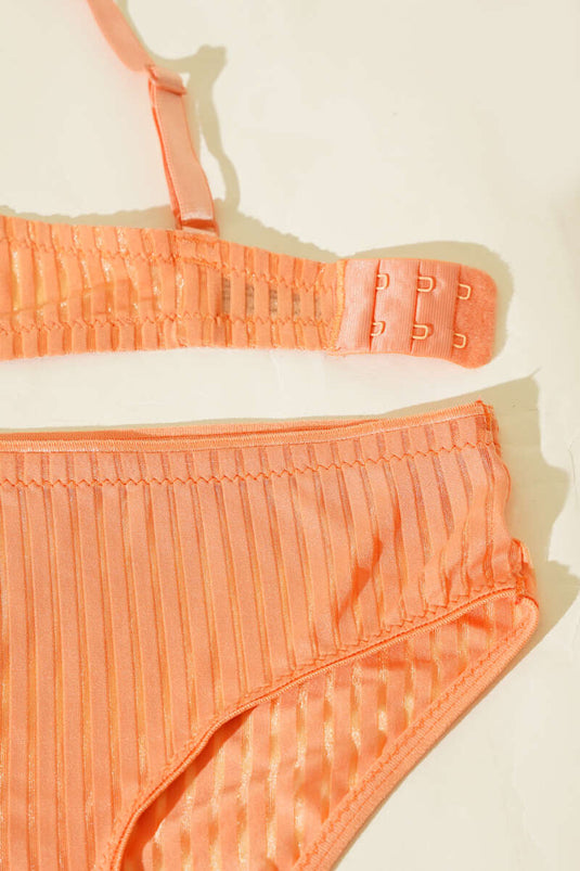 NBB Gestreiftes, transparentes, gepolstertes BH-Set Rose